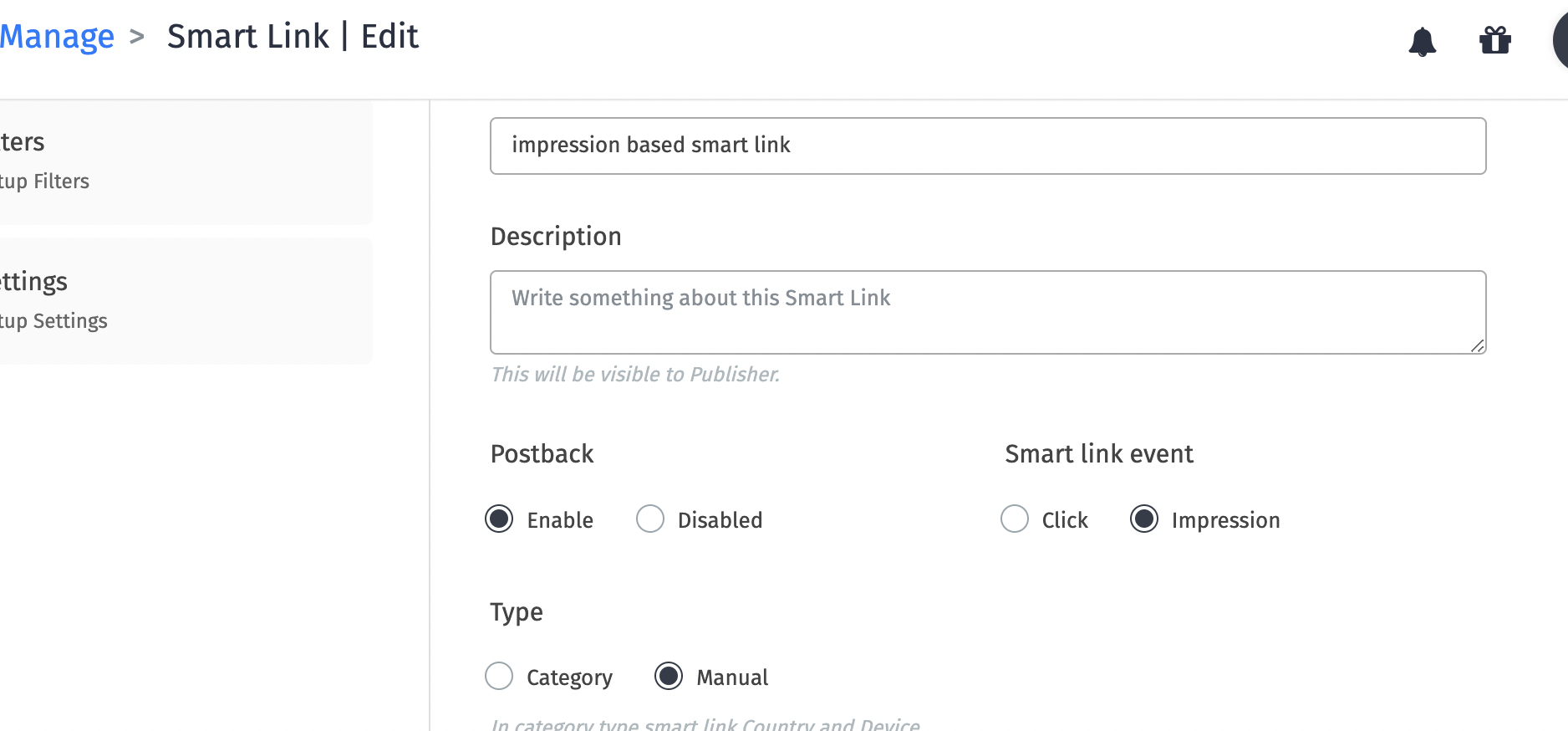 track impressions through smart link