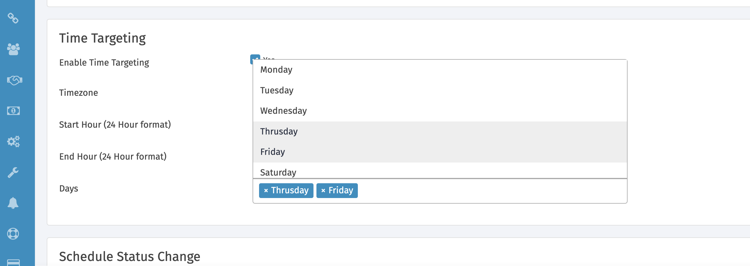 Scheduling the campaigns to run on specific weekdays