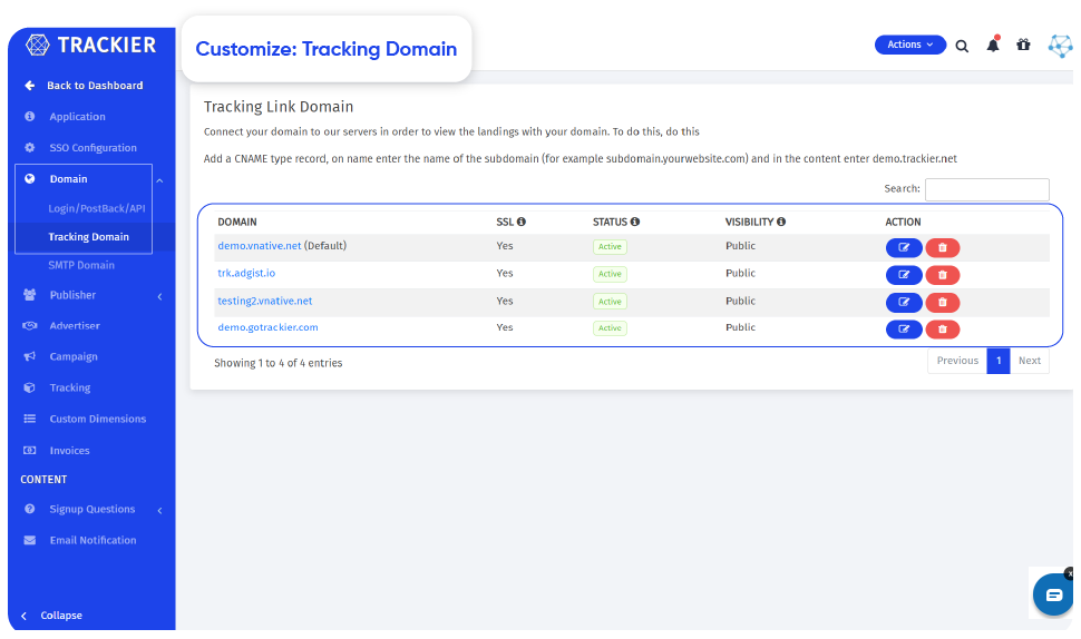 SSL Tracking Domain