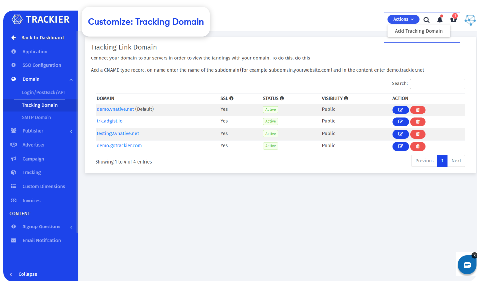 tracking domain
