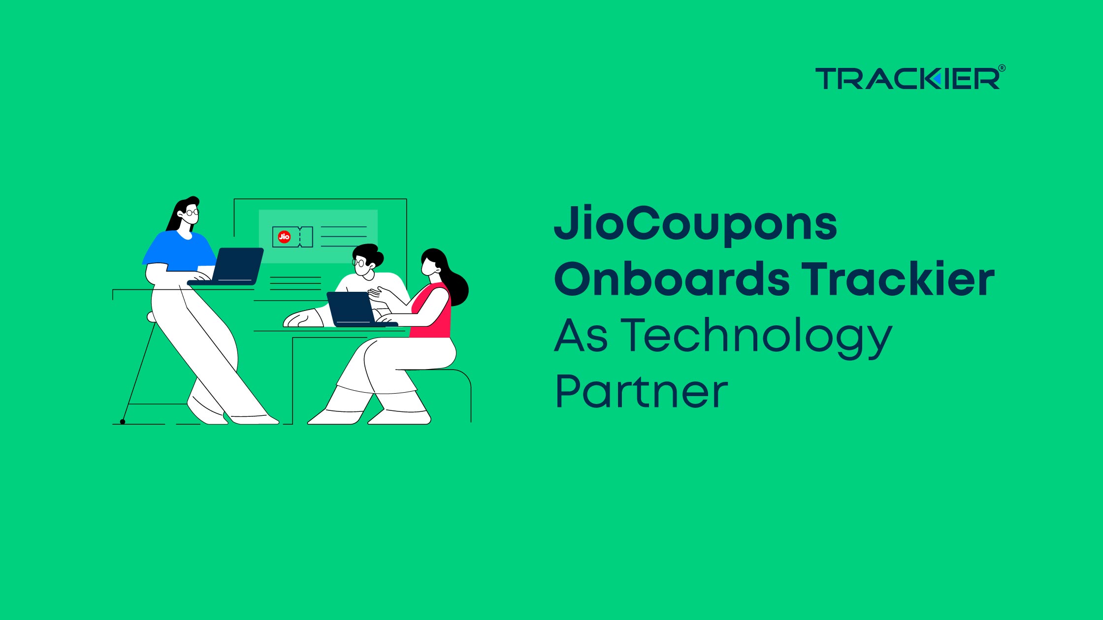 blog banner for jiocoupons and trackier partnership announcement.
